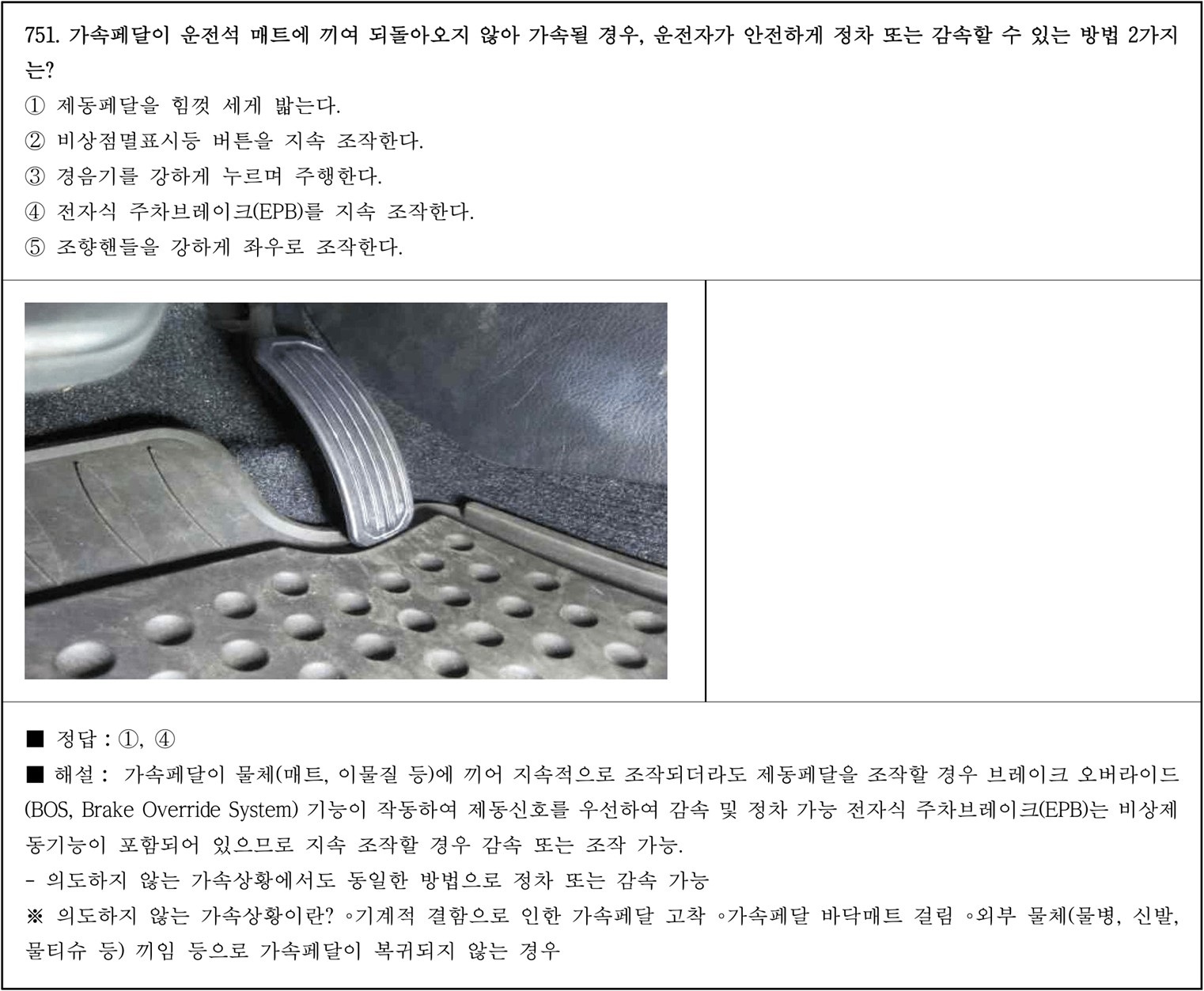 운전면허 필기시험 문제 - 가속페달.